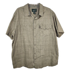 Woolrich Mens Shirt XXL Zephyr Ridge Solid Short Sleeve Snap Front Pocket Tan